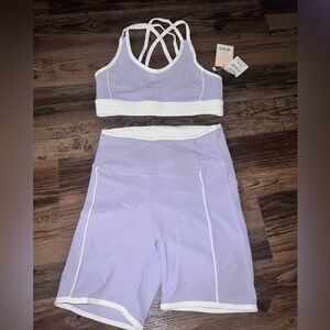 Lavender and White Women's Activewear Set